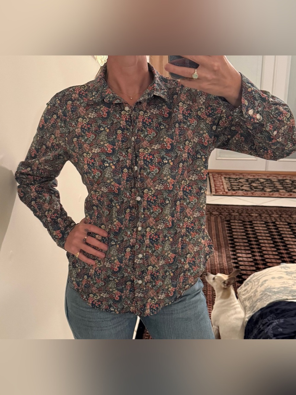 J. Crew Women’s Dark Floral Liberty Fabric Button-Down Shirt.
